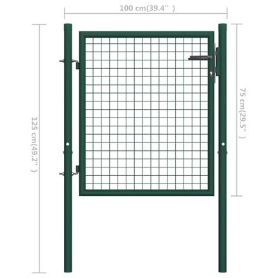 vidaXL Poartă de gard, verde, 100 x 75 cm, oțel