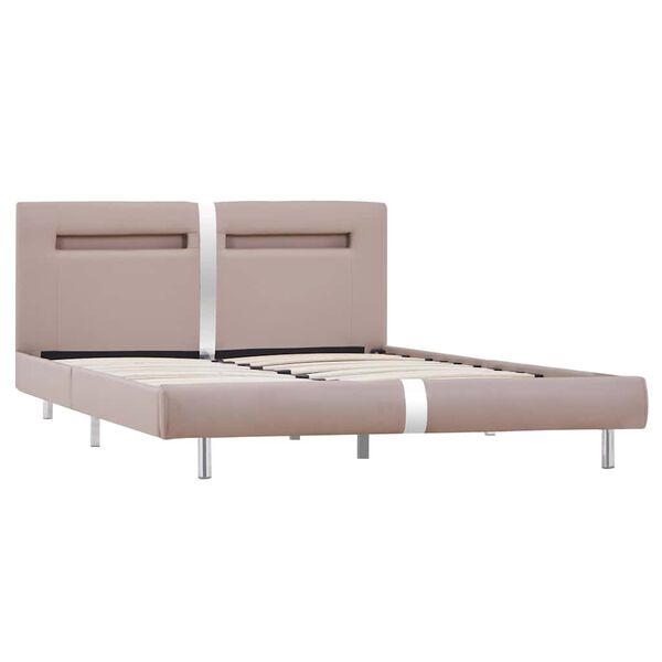 vidaXL Cadru de pat cu LED fără saltea Cappuccino 135x190 cm