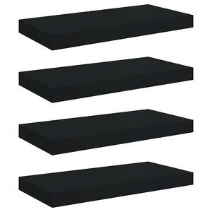 vidaXL Rafturi de perete suspendate, 4 buc., negru, 50x23x3,8 cm, MDF