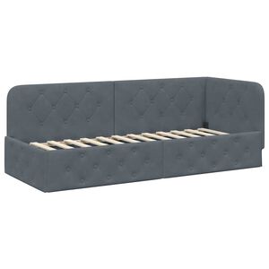 vidaXL Cadru de pat colțar cu headboard Gri &icirc;nchis 80 x 200 cm Catifea