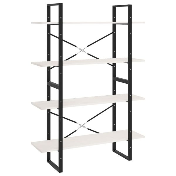 vidaXL Bibliotecă cu 4 rafturi, alb, 100x30x140 cm, lemn masiv de pin