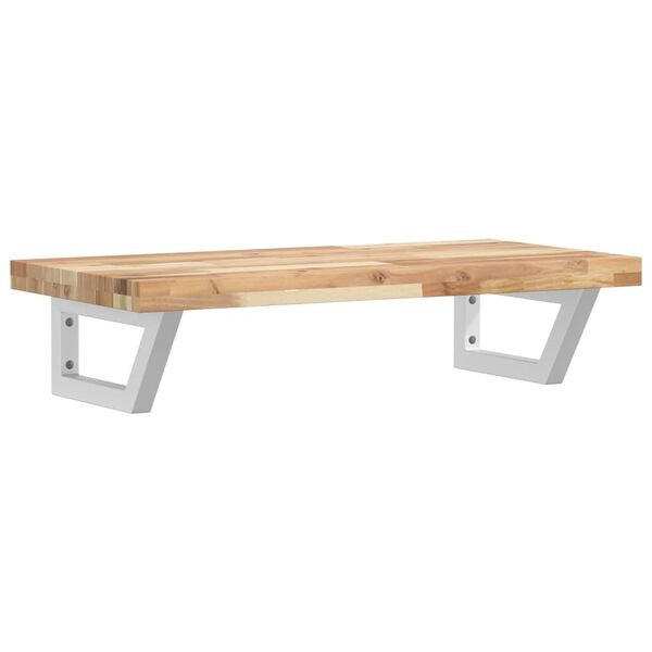 vidaXL Raft pentru lavoar montat pe perete, oțel și lemn masiv acacia