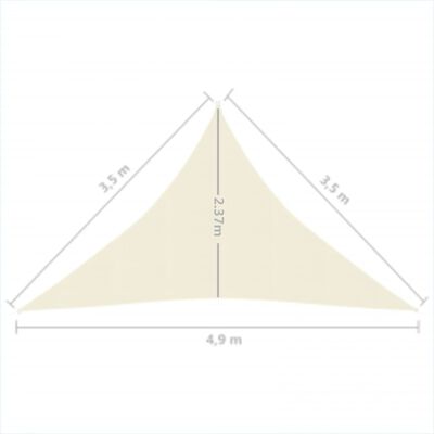 vidaXL Pânză parasolar, crem, 3,5x3,5x4,9 m, HDPE, 160 g/m²