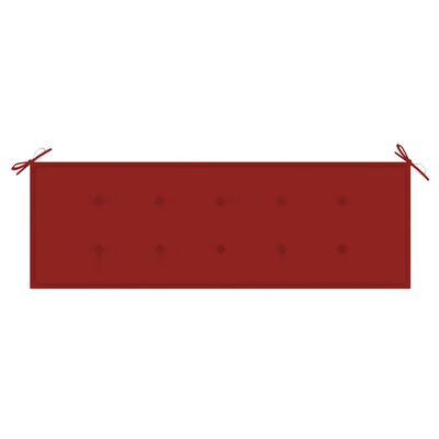 vidaXL Bancă grădină, cu pernă roșie, 150 cm, lemn masiv tec