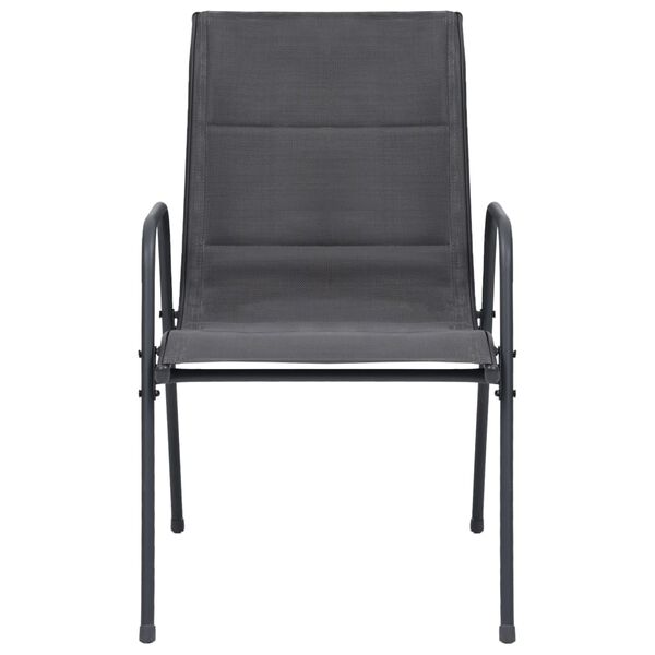 vidaXL Scaune de grădină stivuibile, 2 buc., antracit, oțel &textilenă