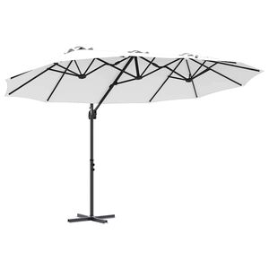 vidaXL Umbrelă de soare Nisipiu 372 x 198 x 243 cm