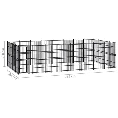 vidaXL Padoc pentru câini de exterior, 29,49 m², oțel