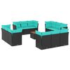 vidaXL Set mobilier de grădină cu perne, 13 piese, negru, poliratan