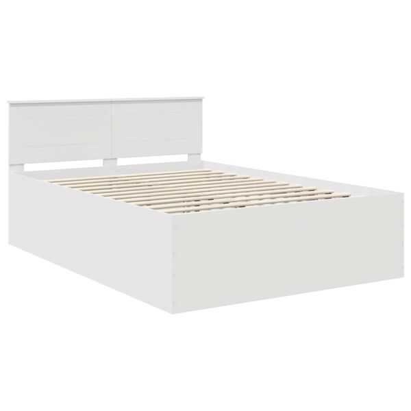 vidaXL Cadru de pat cu headboard Alb 160 x 200 cm Lemn compozit