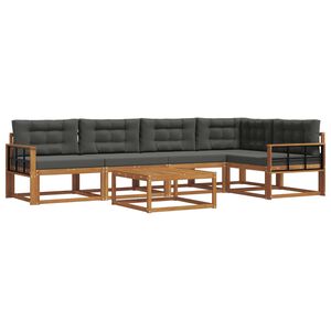 vidaXL Set de canapele de exterior cu pernă 6 pcs Natural și Antracit