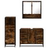 vidaXL Set mobilier de baie, 3 piese, stejar fumuriu, lemn prelucrat