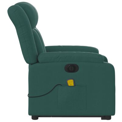vidaXL Fotoliu electric masaj rabatabil / ridicare verde închis textil