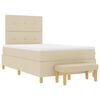 vidaXL Pat cu arcuri cu saltea cu headboard Crem 120 x 200 cm țesătură