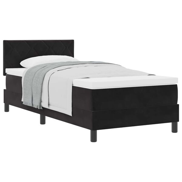 vidaXL Pat cu arcuri cu saltea cu headboard Negru 100 x 200 cm Catifea