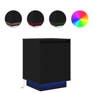 vidaXL Noptiere cu lumini LED 2 buc Negru 38x34x50 cm
