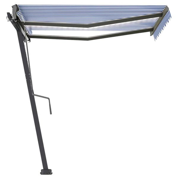 vidaXL Copertină retractabilă manual cu LED albastru și alb 300x250 cm