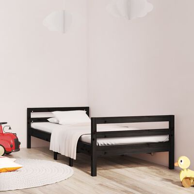 vidaXL Cadru de pat, negru, 75x190 cm, lemn masiv de pin