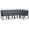 vidaXL Set mobilier de grădină, 5 piese, negru/gri, poliratan