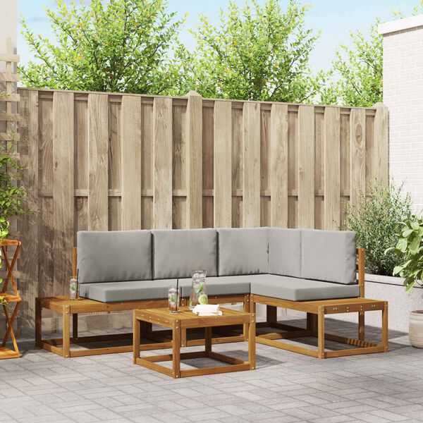 vidaXL Set de canapele de exterior 5 Bucată Gri natural și deschis