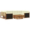 vidaXL Set de canapele de exterior 7 buc. Natural și Crem Poliester