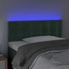 vidaXL Tăblie de pat cu LED, verde &icirc;nchis, 90x5x78/88 cm, catifea