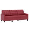 vidaXL Canapea cu 3 locuri, roșu vin, 180 cm, piele ecologică