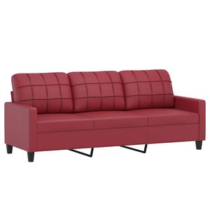 vidaXL Canapea cu 3 locuri, roșu vin, 180 cm, piele ecologică
