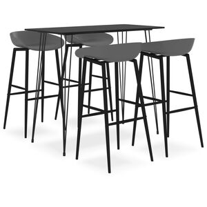 vidaXL Set mobilier de bar, 5 piese, negru și gri