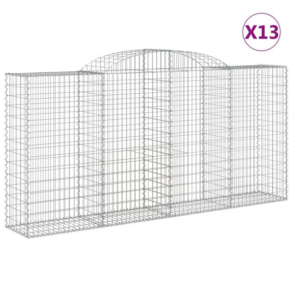 vidaXL Coșuri gabion arcuite 13 buc, 300x50x140/160cm, fier galvanizat