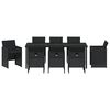 vidaXL Set de masă pentru grădină cu pernă 9 pcs Negru poliratan