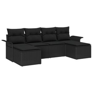 vidaXL Set de canapele pentru grădină cu pernă 6 pcs Negru poliratan