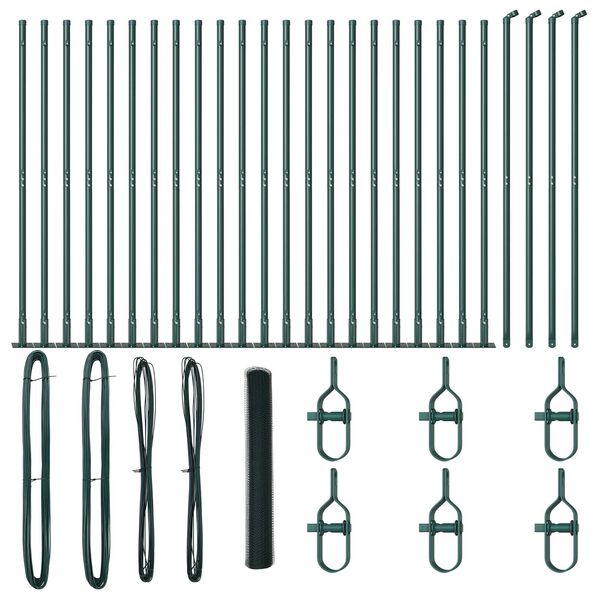 vidaXL Îngrădire cu stâlpi Verde 1.2 x 50 m otel acoperit cu PVC