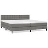 vidaXL Pat box spring cu saltea, gri &icirc;nchis, 200x200 cm, textil