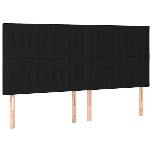 vidaXL Tăblie de pat cu LED, negru, 200x5x118/128 cm, textil