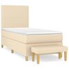 vidaXL Pat box spring cu saltea, crem, 80x200 cm, textil