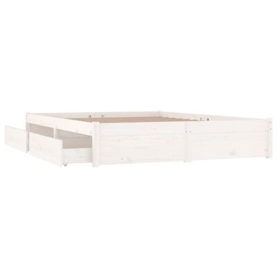 vidaXL Cadru de pat cu sertare King Size, alb, 150x200 cm
