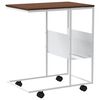 vidaXL Măsuță laterală cu roți, alb/maro, 55x36x63,5 cm lemn prelucrat