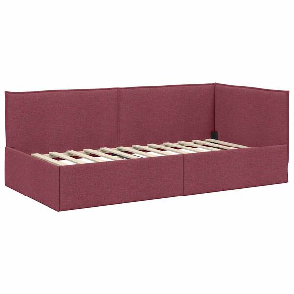 vidaXL Cadru de pat colțar cu headboard bordo 80 x 200 cm țesătură