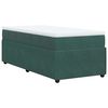 vidaXL Pat box spring cu saltea, verde &icirc;nchis, 90x200 cm, catifea