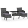 vidaXL Set mobilier grădină, 5 piese, gri, poliratan/sticlă tratată
