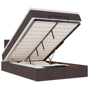 vidaXL Cadru de pat otoman cu saltea țesătură maro &icirc;nchis 120x190 cm