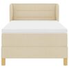 vidaXL Pat cu arcuri cu saltea cu headboard Crem 90 x 190 cm țesătură