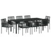 vidaXL Set de masă pentru grădină 9 buc. Negru Ratan PE