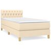 vidaXL Pat box spring cu saltea, crem, 100x200 cm, textil