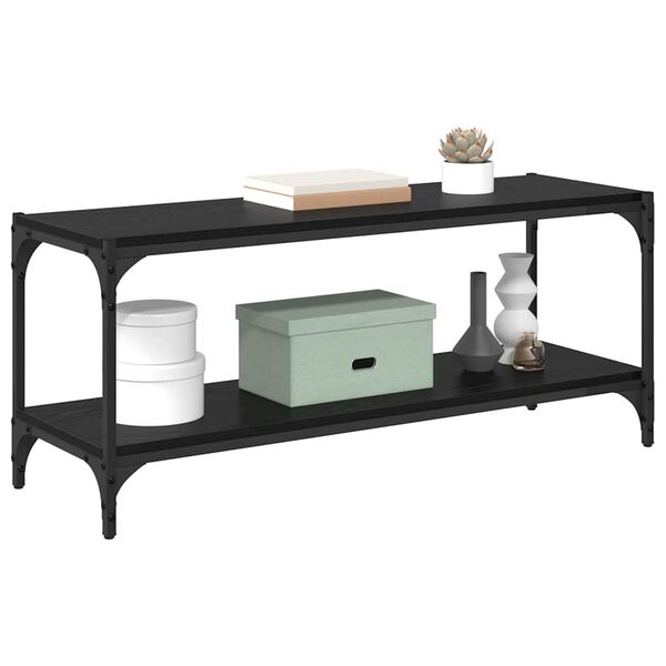 vidaXL Cabinet TV Stejar Negru 100x33x41cm Lemn Ingineresc și Fier