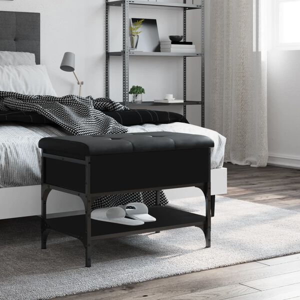 vidaXL Bancă de pantofi, negru, 62x42x45 cm, lemn prelucrat