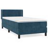 vidaXL Pat box spring cu saltea, albastru &icirc;nchis, 100x200 cm, catifea