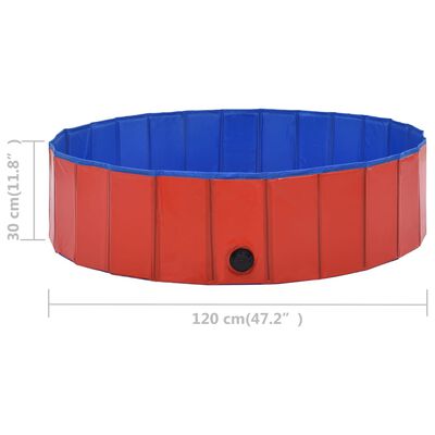 vidaXL Piscină pentru câini pliabilă, roșu, 120 x 30 cm, PVC