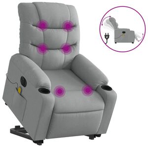 vidaXL Fotoliu electric masaj rabatabil cu ridicare, gri &icirc;nchis textil