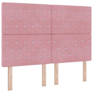 vidaXL Pat cu arc LED cu saltea cu headboard Roz 140 x 190 cm țesătură
